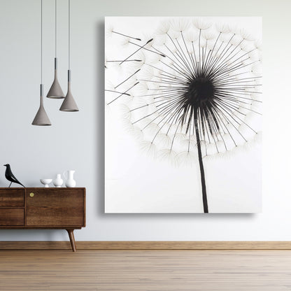 Silhouette of Dandelion Floral Canvas - White Bedroom Decor