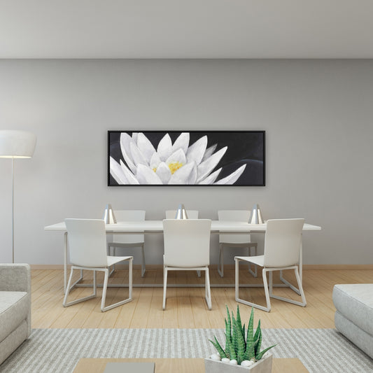 Lotus Flower Reflection Canvas | White Frame Home Decor