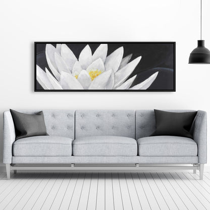 Lotus Flower Reflection Canvas | White Frame Home Decor