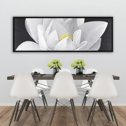Toile Fleur de lotus suspendue | Cadre botanique blanc