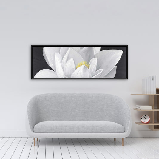 Toile Fleur de lotus suspendue | Cadre botanique blanc
