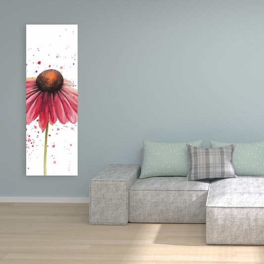 Toile botanique « Marguerite rose » | Décoration murale romantique pour chambre à coucher