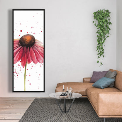 Pink Daisy Botanical Canvas | Romantic Bedroom Wall Art Decor