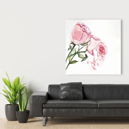 Toile florale romantique rose | Décoration d'intérieur avec roses aquarelles