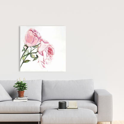 Toile florale romantique rose | Décoration d'intérieur avec roses aquarelles