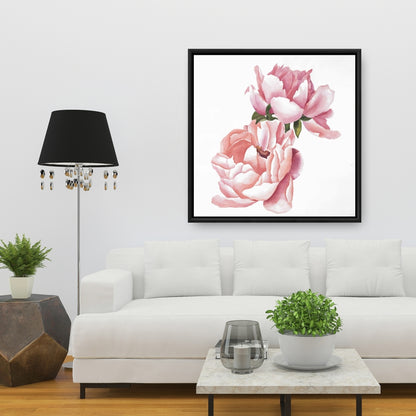 Romantic Floral Canvas | Two Pink Watercolor Roses Decor