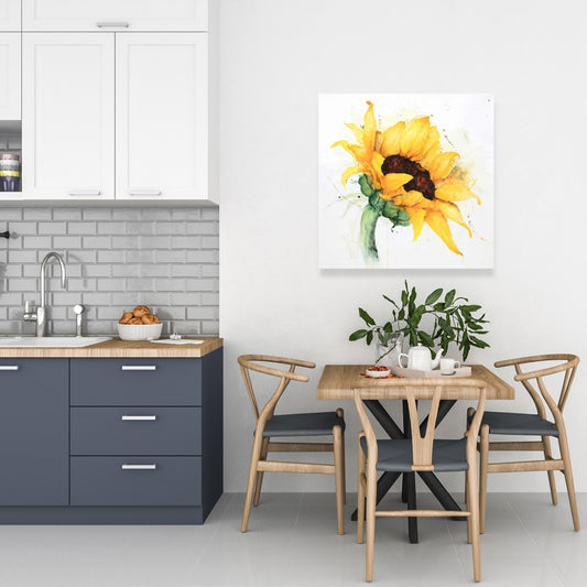Watercolor Sunflower Canvas | Rustic Bedroom Wall Decor