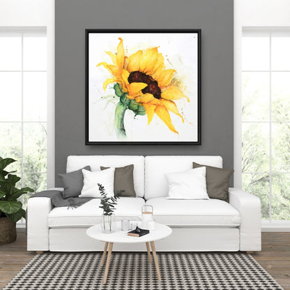 Watercolor Sunflower Canvas | Brown Floral Decor for Bedroom