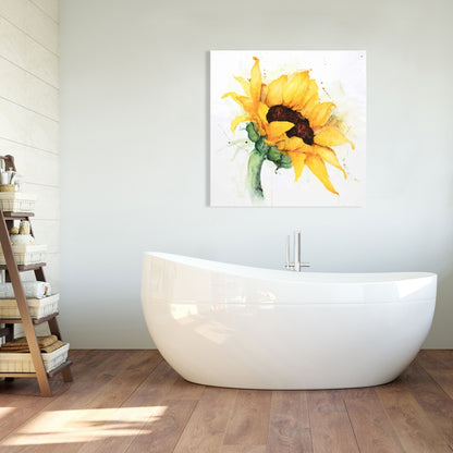Watercolor Sunflower Canvas | Rustic Bedroom Wall Decor