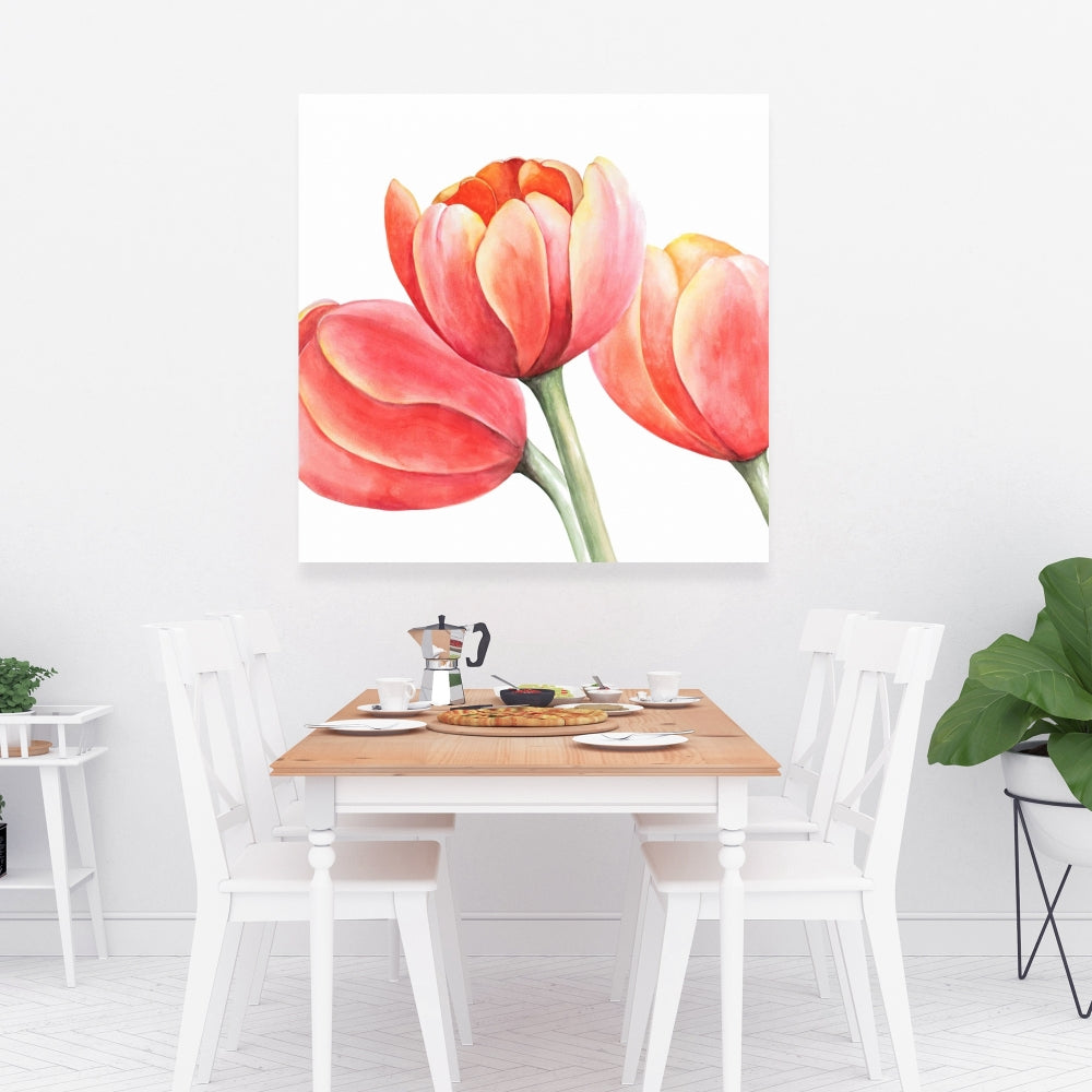Three Tulips Closeup Canvas | Yellow Flower Bedroom Decor