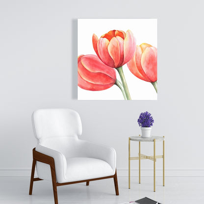 Three Tulips Closeup Canvas | Yellow Flower Bedroom Decor