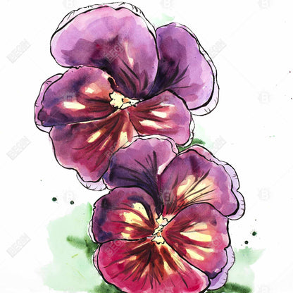 Purple Botanical Canvas - Two Orchid Blossoms | Home Decor