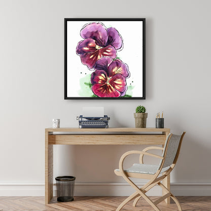 Purple Botanical Canvas - Two Orchid Blossoms | Home Decor