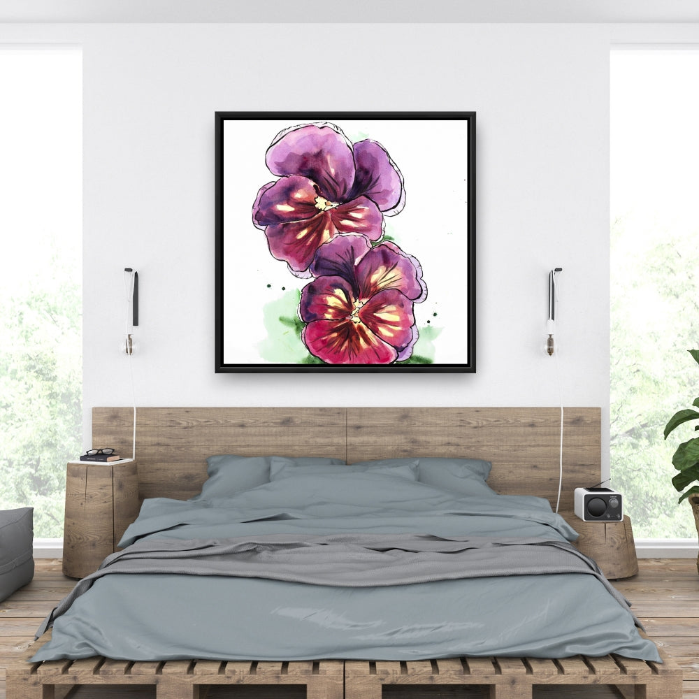 Purple Botanical Canvas - Two Orchid Blossoms | Home Decor