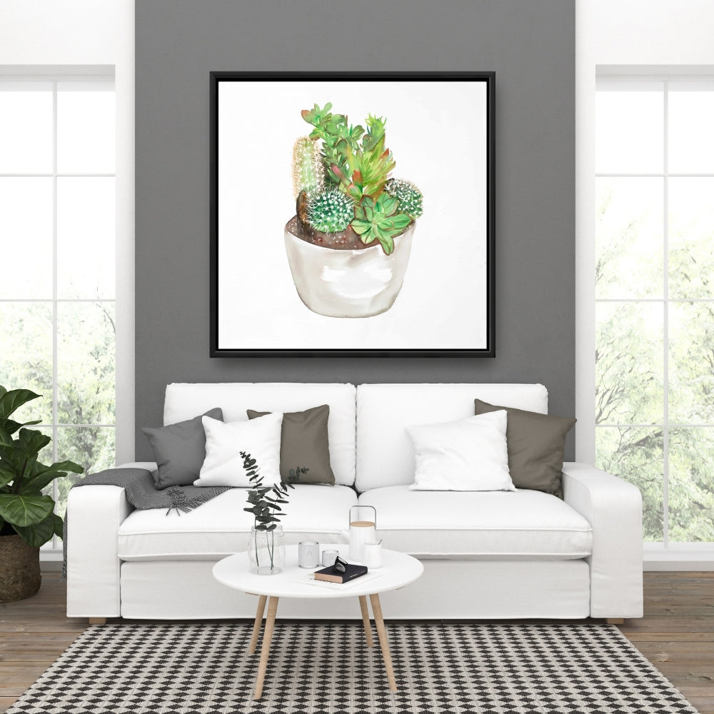 Toile « Assortiment de cactus » | Art botanique encadré pour la décoration intérieure