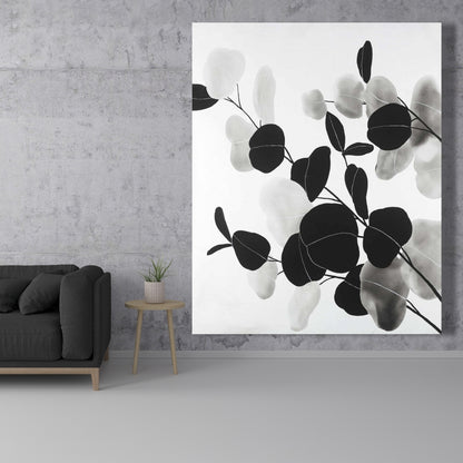 Minimalist Grayscale Branches Canvas - Floral Bedroom Decor