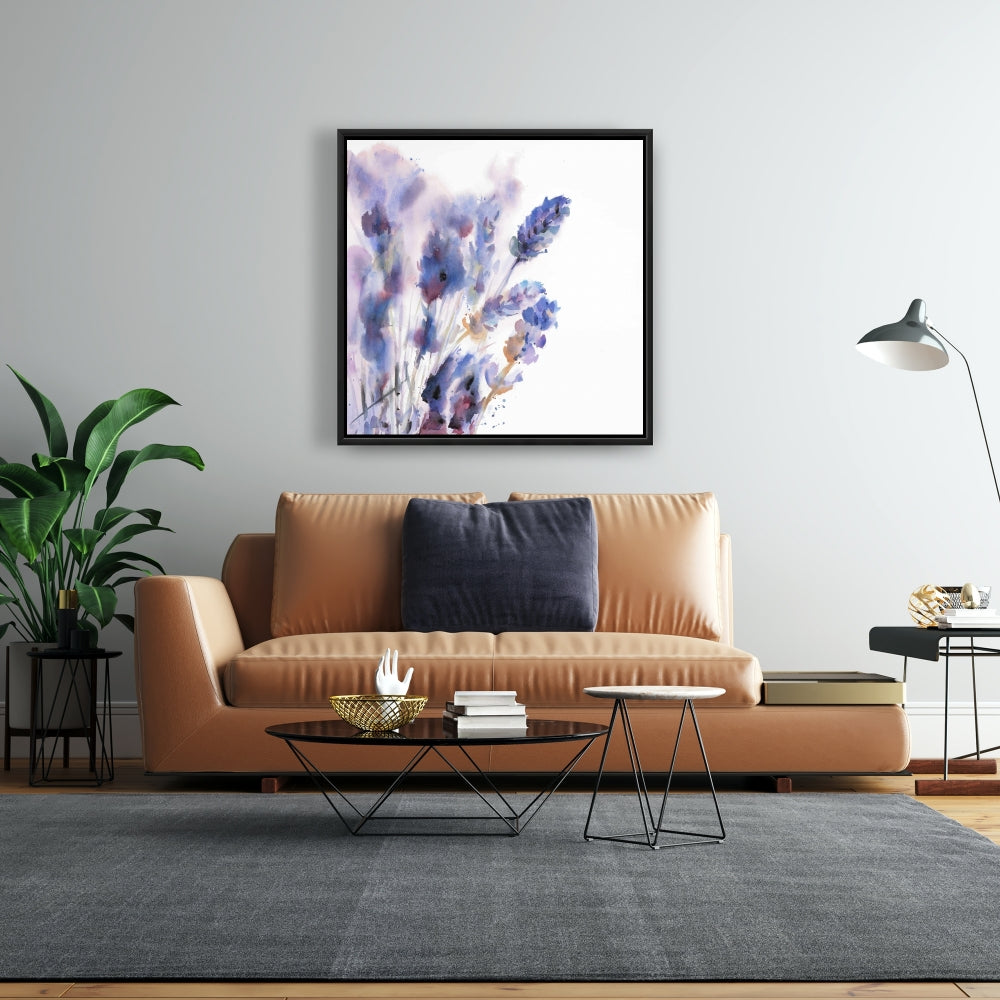 Toile encadrée rustique à motif floral et botanique pour chambre à coucher – Décor lavande