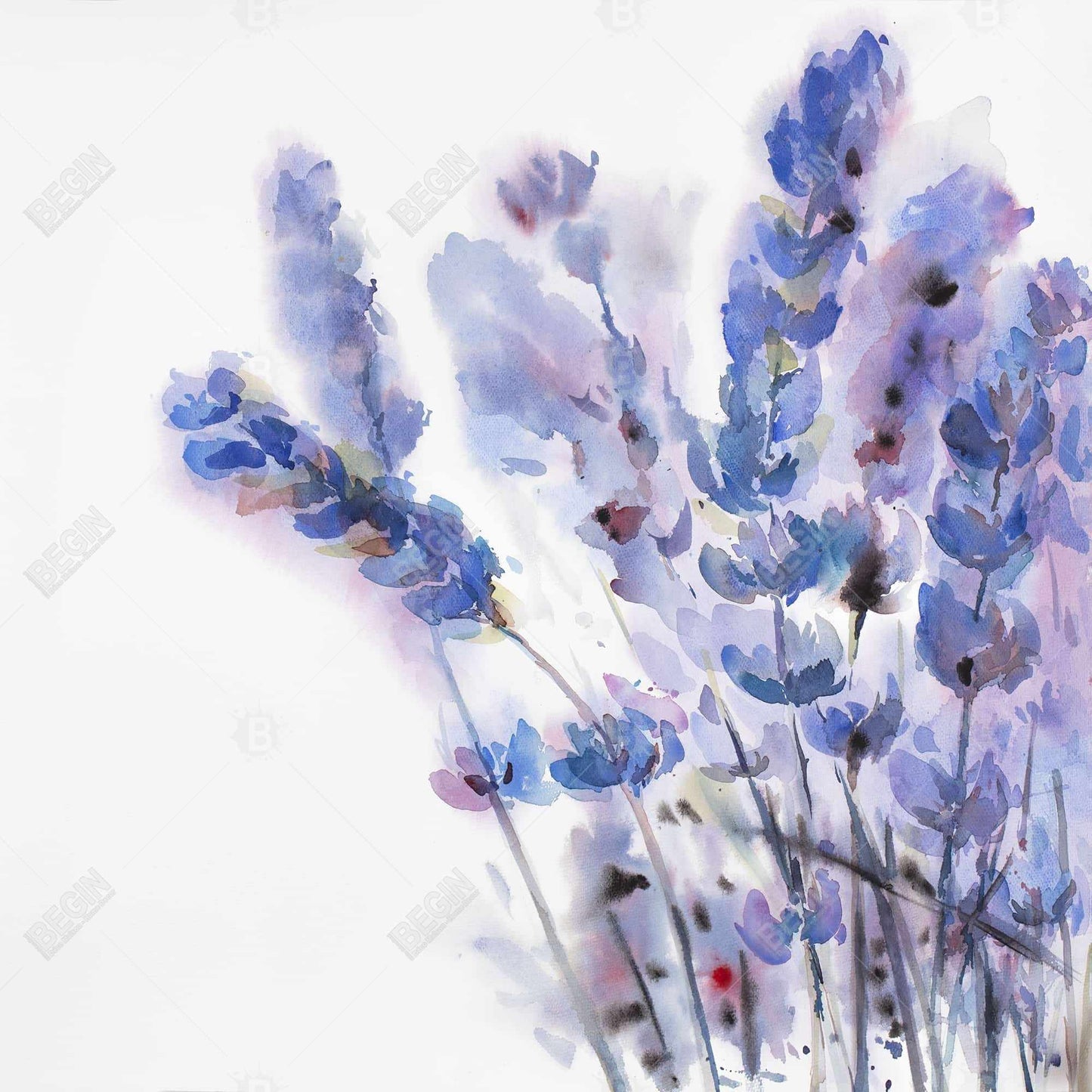 Watercolor Lavender Flowers Canvas | Rustic Floral Home Decor
