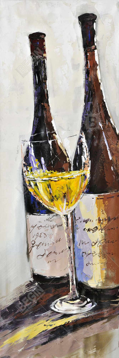 Two Bottles with Glass of White Wine Canvas - Home Decor Art