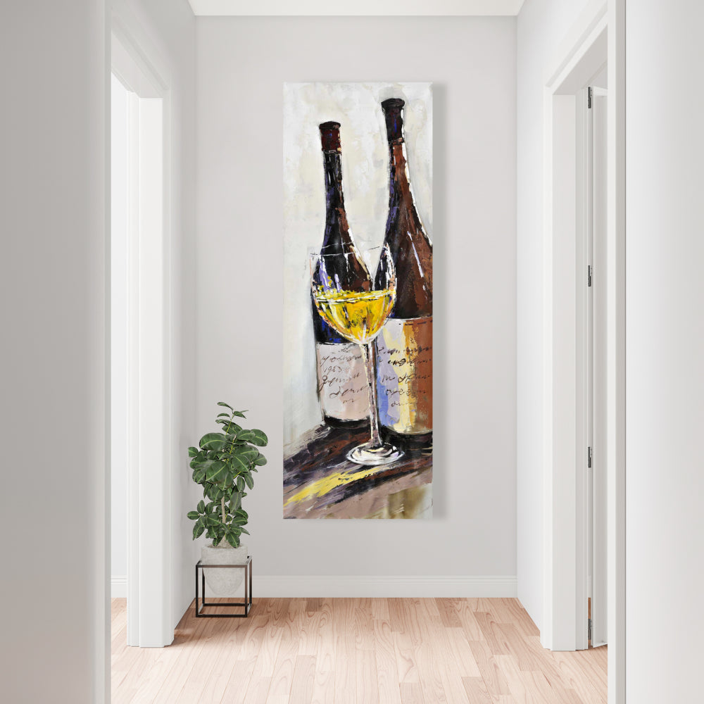 Two Bottles with Glass of White Wine Canvas - Home Decor Art