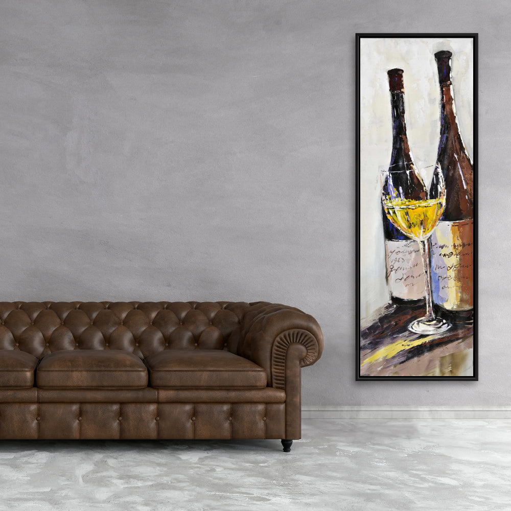 Toile « Deux bouteilles et un verre » | Décoration d'intérieur contemporaine