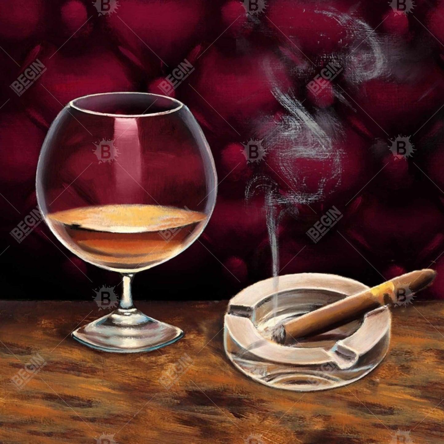 Alcohol and Cigar Canvas | Kitchen Decor | Contemporary Art