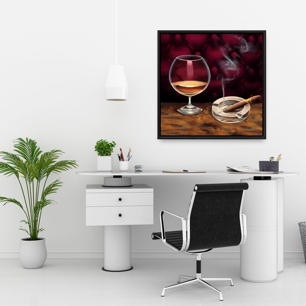 Toile Gastronomie Brune - Alcool et Cigare - Décoration d'intérieur