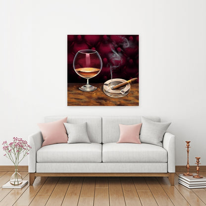 Alcohol and Cigar Canvas | Kitchen Decor | Contemporary Art