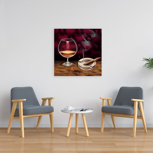 Alcohol and Cigar Canvas | Kitchen Decor | Contemporary Art