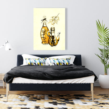 Two Bottles of Olive Oil Canvas | Home Decor Wall Art