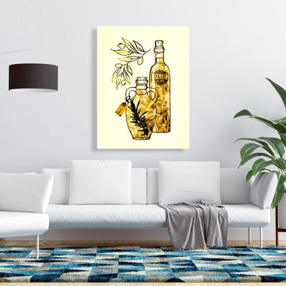 Toile de cuisine jaune | Décoration d'intérieur à l'huile d'olive artisanale
