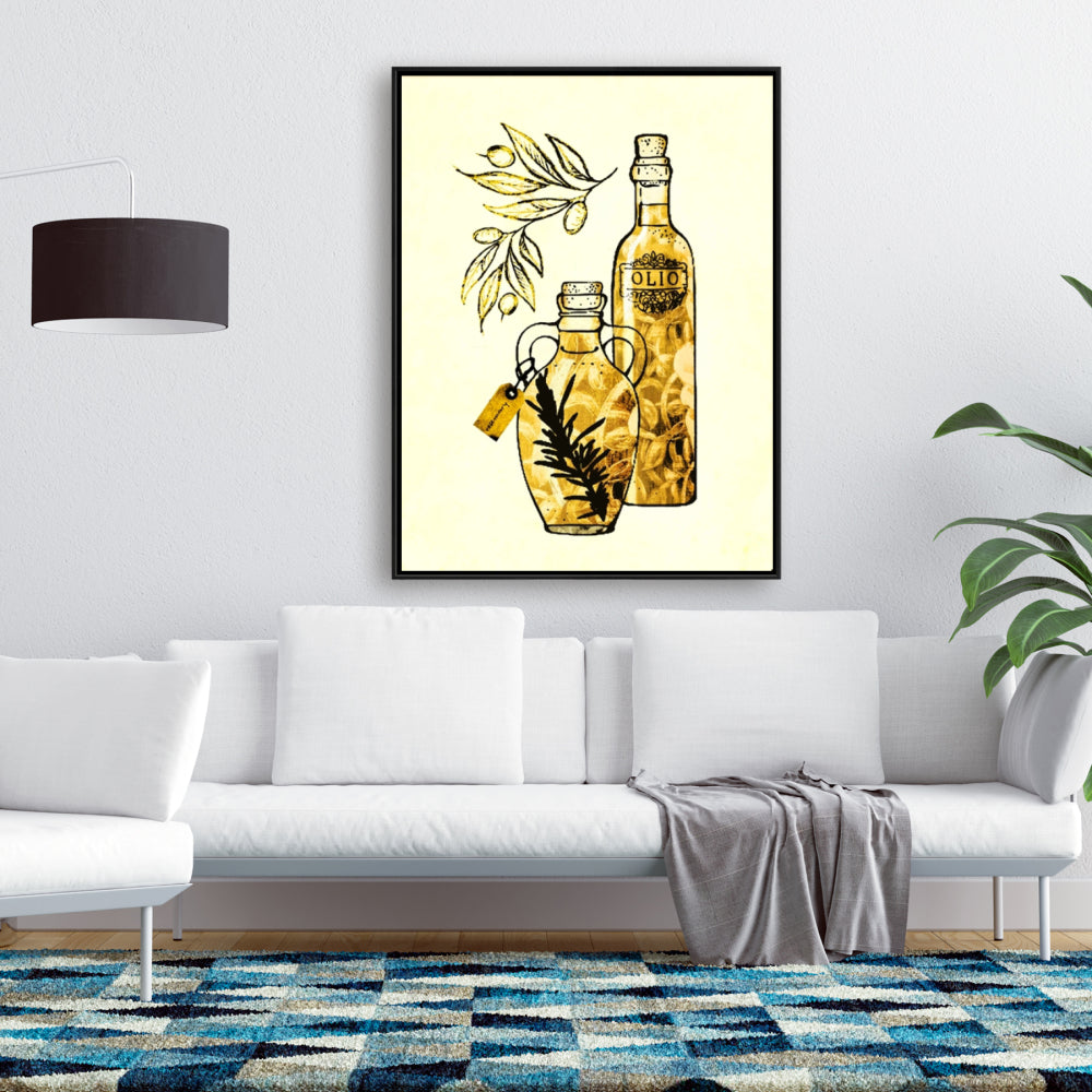 Toile de cuisine artisanale à l'huile d'olive - Décoration murale illustrative
