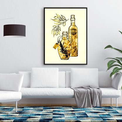 Toile de cuisine artisanale à l'huile d'olive - Décoration murale illustrative