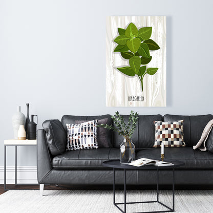 Toile « Gastronomie grise » | Décoration d'intérieur avec origan sur bois