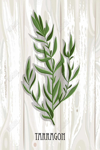Toile de cuisine grise – Estragon sur bois | Décoration d'intérieur