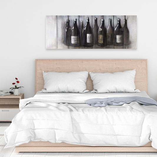 Modern Kitchen Decor: Vintage Bottles Brown Canvas Art