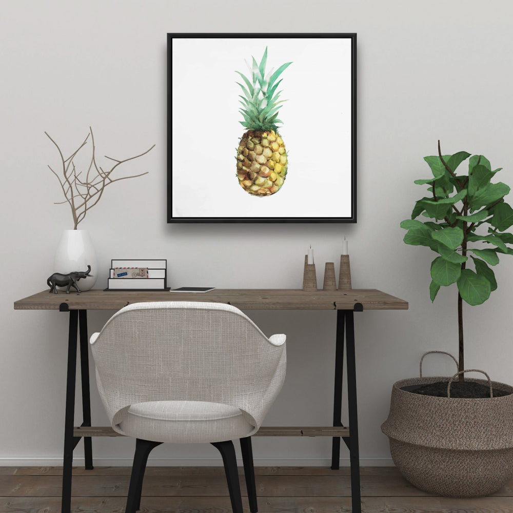 Watercolor Pineapple Canvas | Brown Kitchen Decor Wall Art