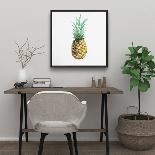 Watercolor Pineapple Canvas | Brown Kitchen Decor Wall Art