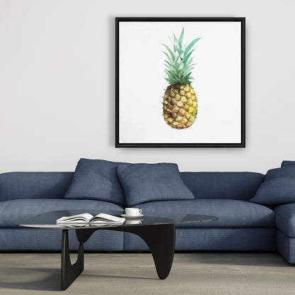 Watercolor Pineapple Canvas | Brown Kitchen Decor Wall Art