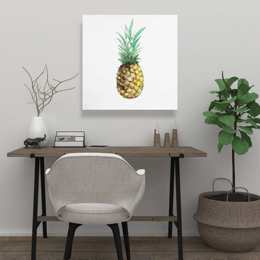 Watercolor Pineapple Canvas - Brown Exotic Kitchen Decor