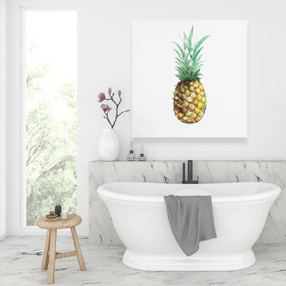 Watercolor Pineapple Canvas - Brown Exotic Kitchen Decor