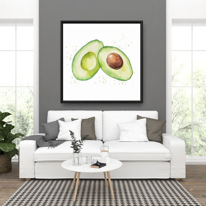 Watercolor Open Avocado Framed Canvas | Kitchen Wall Decor