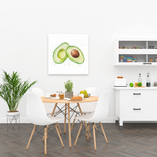 Watercolor Open Avocado Canvas - Kitchen Wall Art Decor