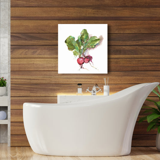 Watercolor Radish Canvas | Kitchen Wall Art Home Decor