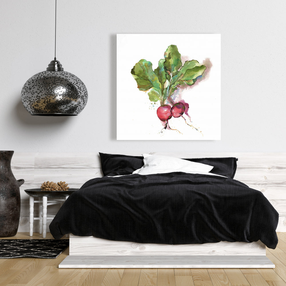 Watercolor Radish Canvas | Kitchen Wall Art Home Decor