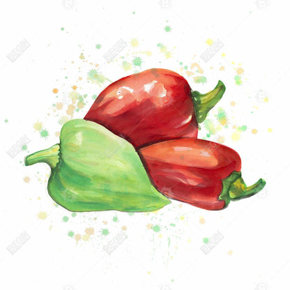 Toile encadrée « Poivrons » | Décoration murale pour la maison et la cuisine