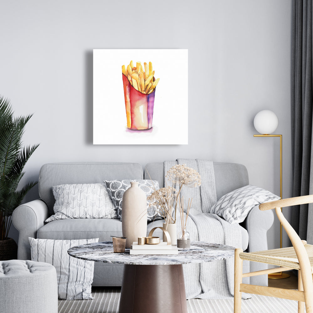 Frites jaunes sur toile aquarelle | Décoration d'intérieur