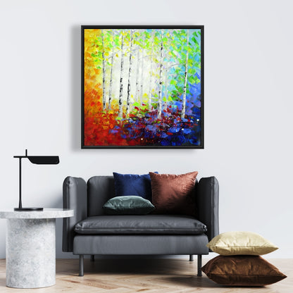 Toile encadrée Forêt colorée | Décoration de chambre contemporaine