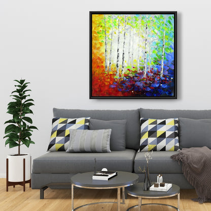 Toile encadrée Forêt colorée | Décoration de chambre contemporaine