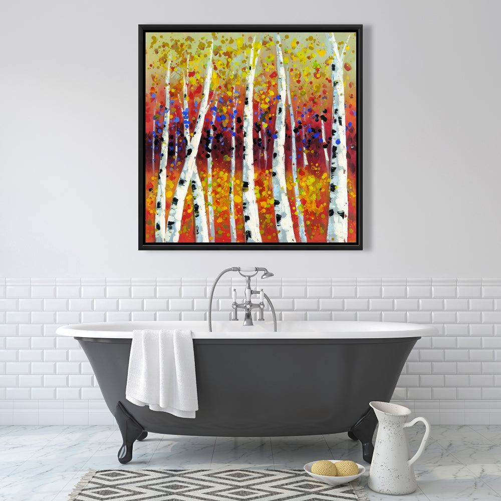 Toile encadrée Arbres jaunes | Décoration d'intérieur Bouleaux colorés